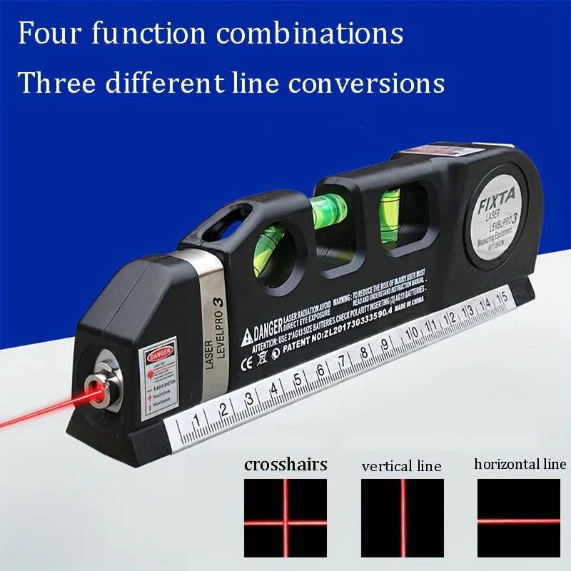 Easy to Use Laser Level Line Tool Multipurpose Laser Level Kit Standard Cross Line Lase 8 Feet Measure Tape Ruler