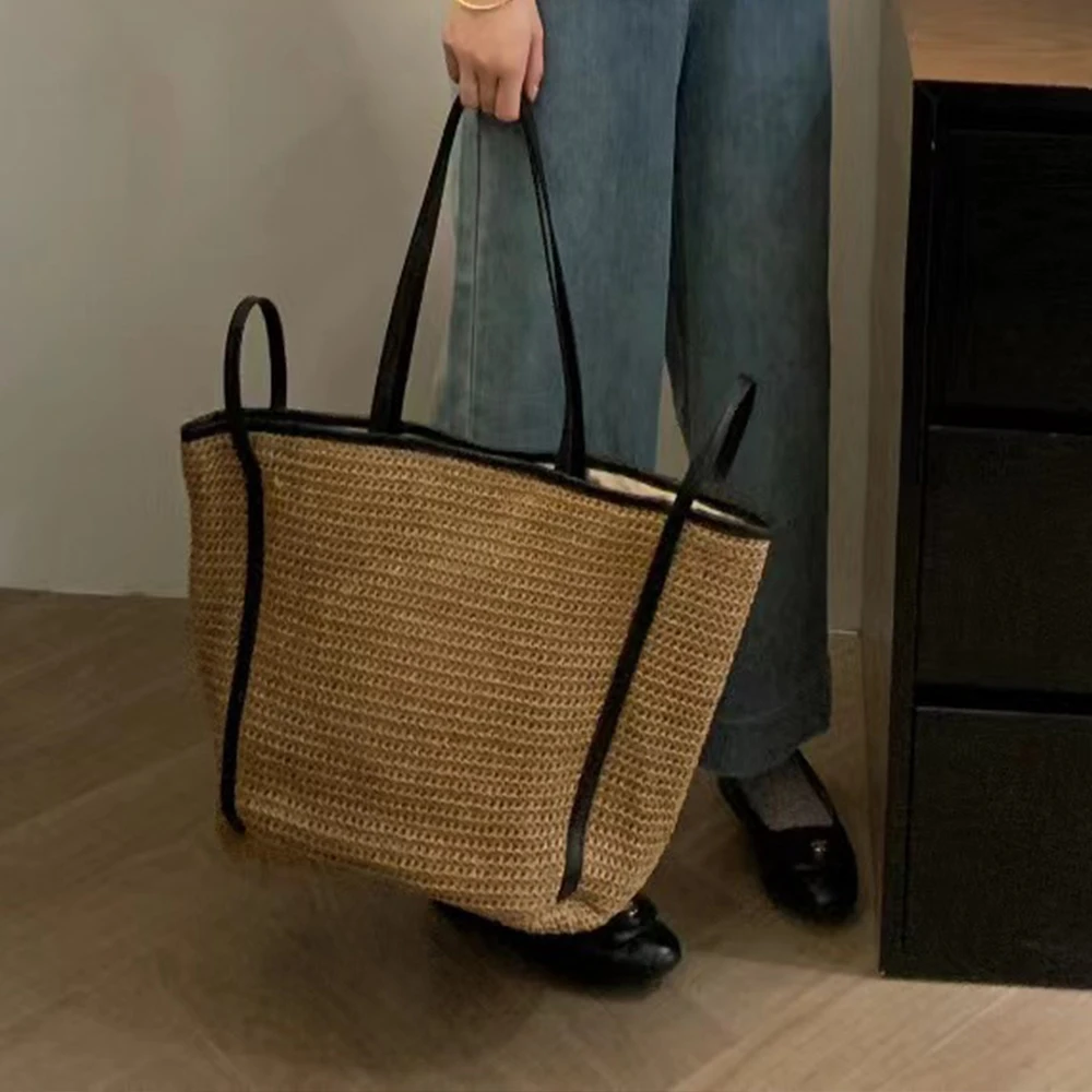 

Large Woven Straw Bags for Women Handbags Designer Bags Bohemian Beach Bucket Bag Shoulder Bag Travel Shopper Tote Purses New