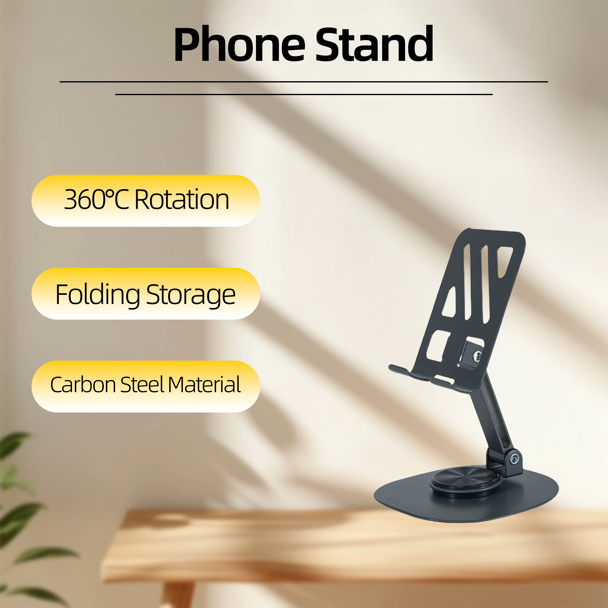 

360 Degrees Rotating Portable Phone Holder Adjustable Foldable Cell Phone Stand Steel Phone Accessory for Desk