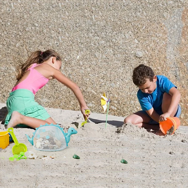 Bolsa de red de playa para niños, mochila de almacenamiento de colección de juguetes de dinosaurio para exteriores, nuevo estilo, 2023