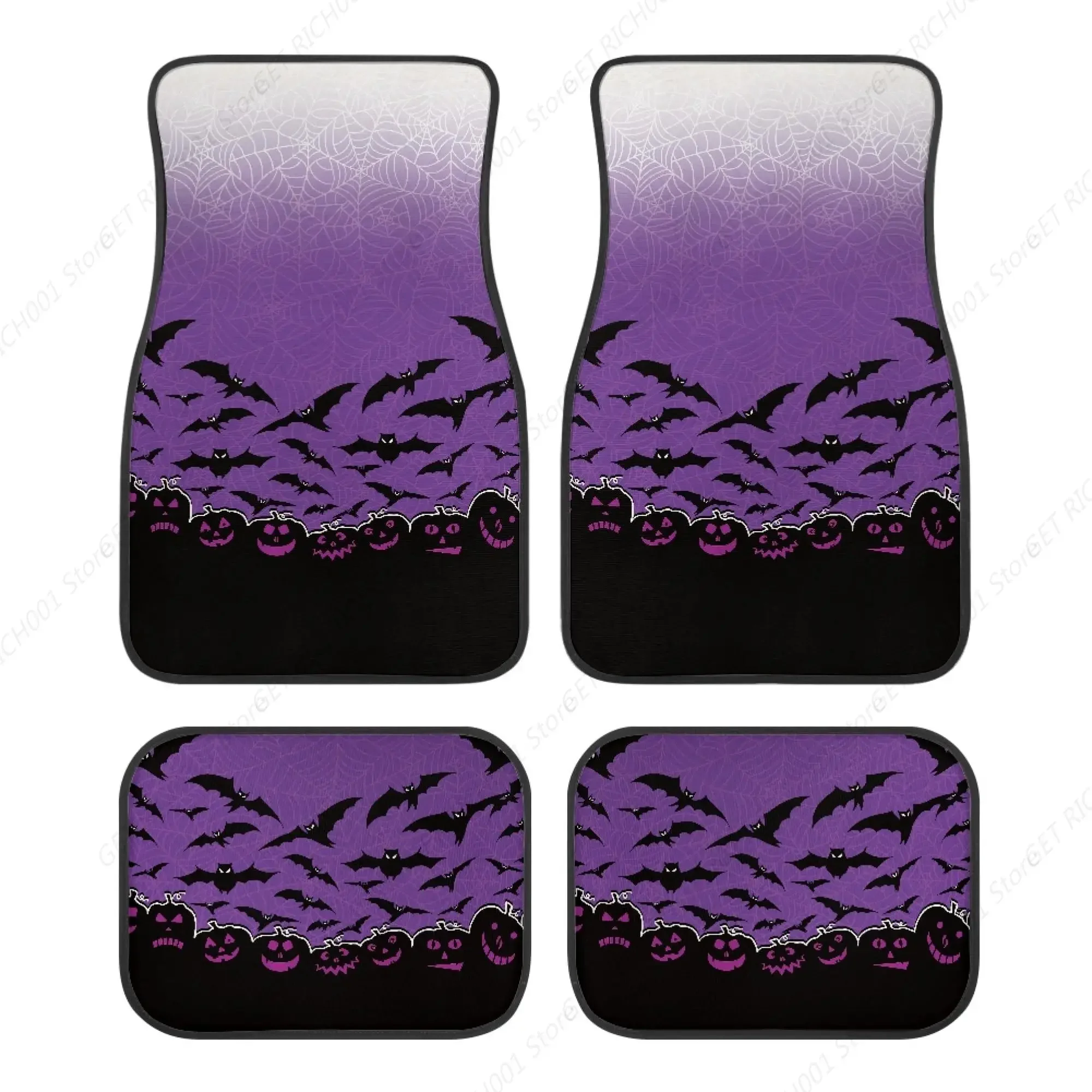 

Alfombrilla Coche Púrpura Murciélagos Negros Calabaza, Juego 4 Piezas Ajuste Universal, Alfombrillas Coche Para Todo Tipo