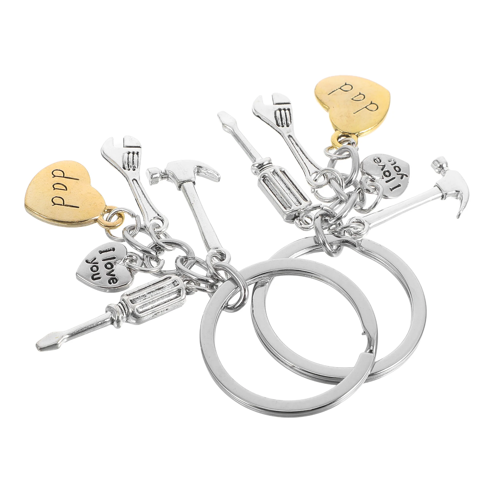 

2pcs Father's Day Keychains Zinc Alloy Tool Charms Hammer Wrench Pendant Gifts for Dad Birthday Wedding Anniversary