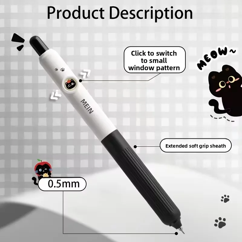 4pcs Kawaii Cat Pens Paw 0.5mm Quick-Dry Black Ink-Smooth Writing Retractable Pens School Journaling Birthday Christmas Gift ﻿