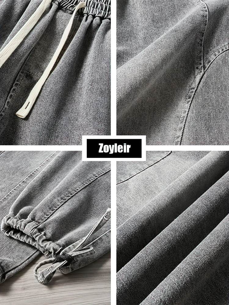 قابل للتعديل فضفاض البضائع الجينز السراويل الرجال عارضة الرياضة واسعة الساق كبيرة الحجم الركض سراويل جينز المرقعة في الهواء الطلق Sweatpants #6