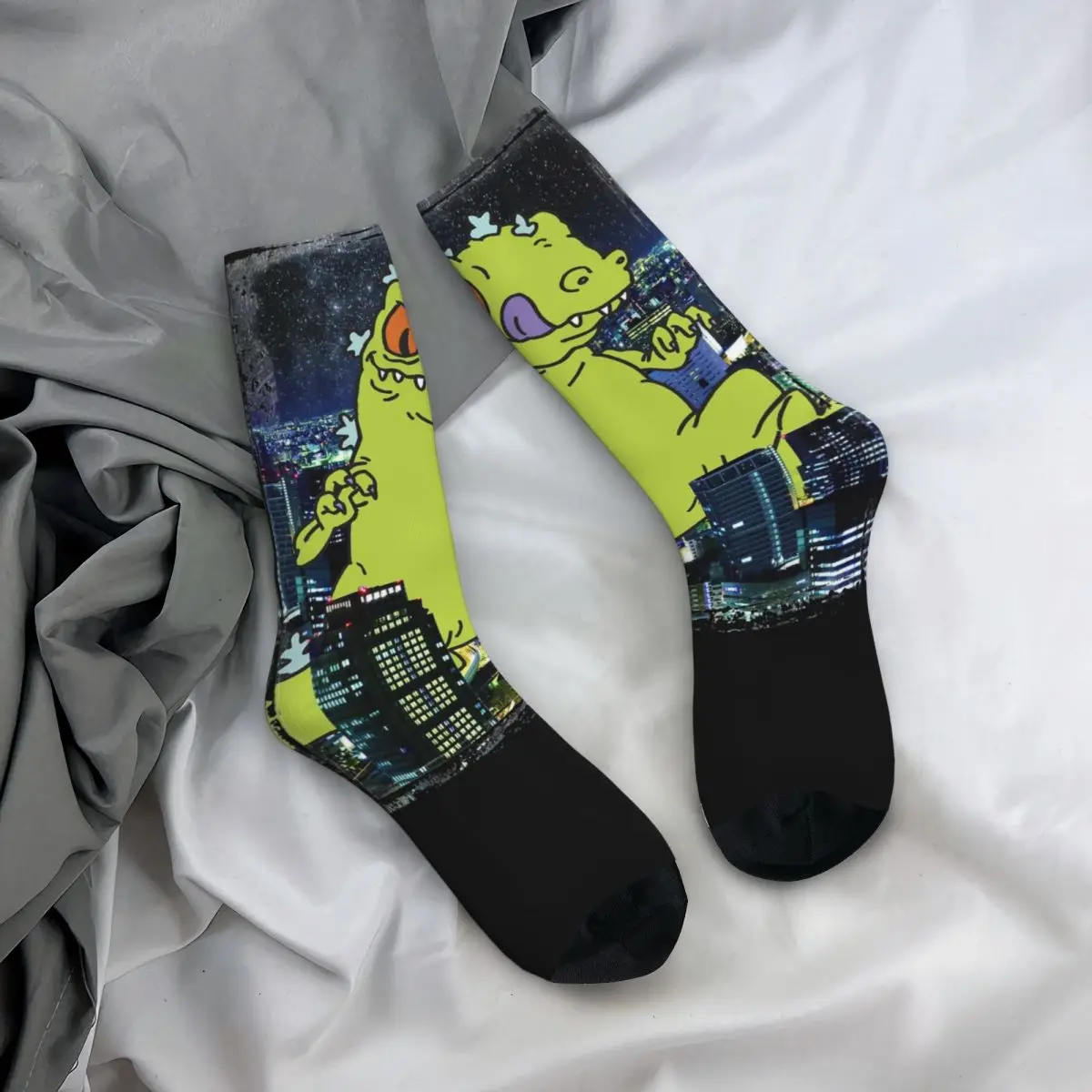 Autumn Winter Hip-hop Unisex Rugrat Reptar City Rampage Portrait Socks Non-slip Football Socks