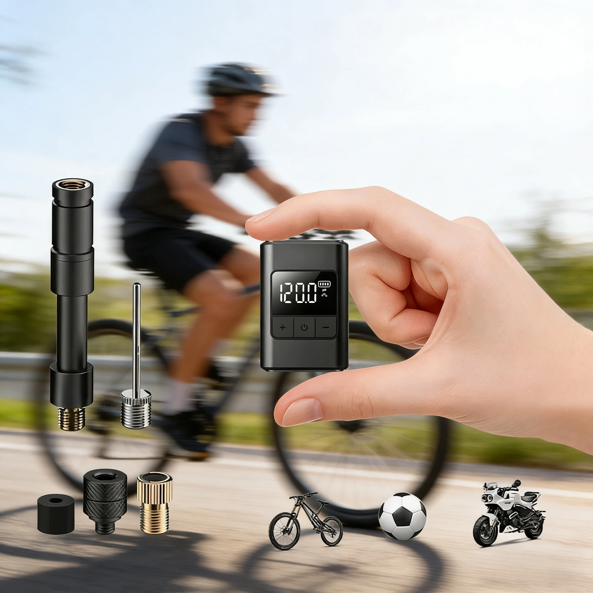 

2026 NEW 120PSI Mini Bike Pump Smart Wireless Air Pump Compact and Portable Suitable for Bicycles, Motorcycles, and Ball Sports