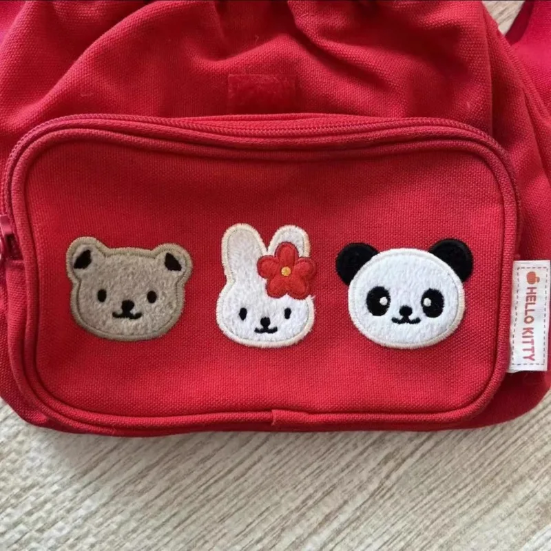 Miniso Hellokitty styl Preppy plecak dziewczyny haft Anime Y2k tornistry sznurek japońska mała torba plecak Kawaii prezent