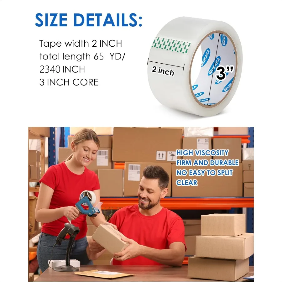 Packing Tape 36 Rolls Clear Packing Tape 2 Inches Wide 65 Yards Per Roll for Shipping Tape Packaging Tape Moving Tape Sealing T