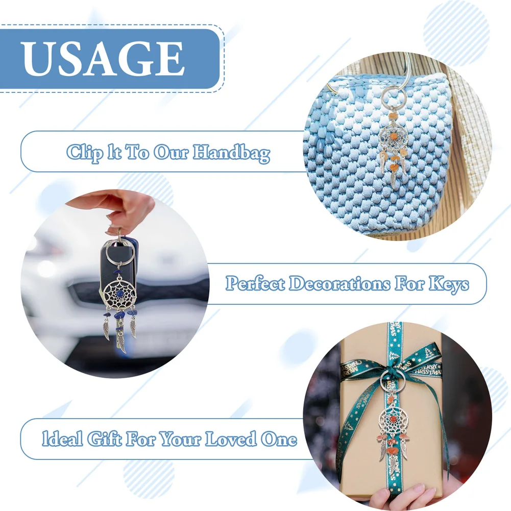14pcs Alloy Pendant Decoration Dreamy Keychain Pendant Keyring Wind Chime Charm For Women Men Jewelry Bag Accessories Gift