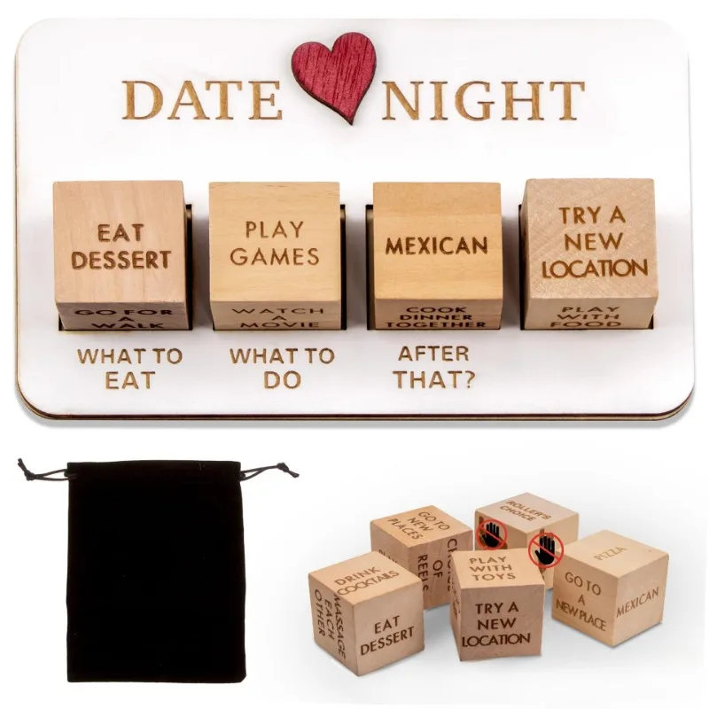 

Wooden Date Night Dice After Dark for Couple Lovers Friends Wood Valentine's Day Christmas Gift Anniversary Decision Game Toy