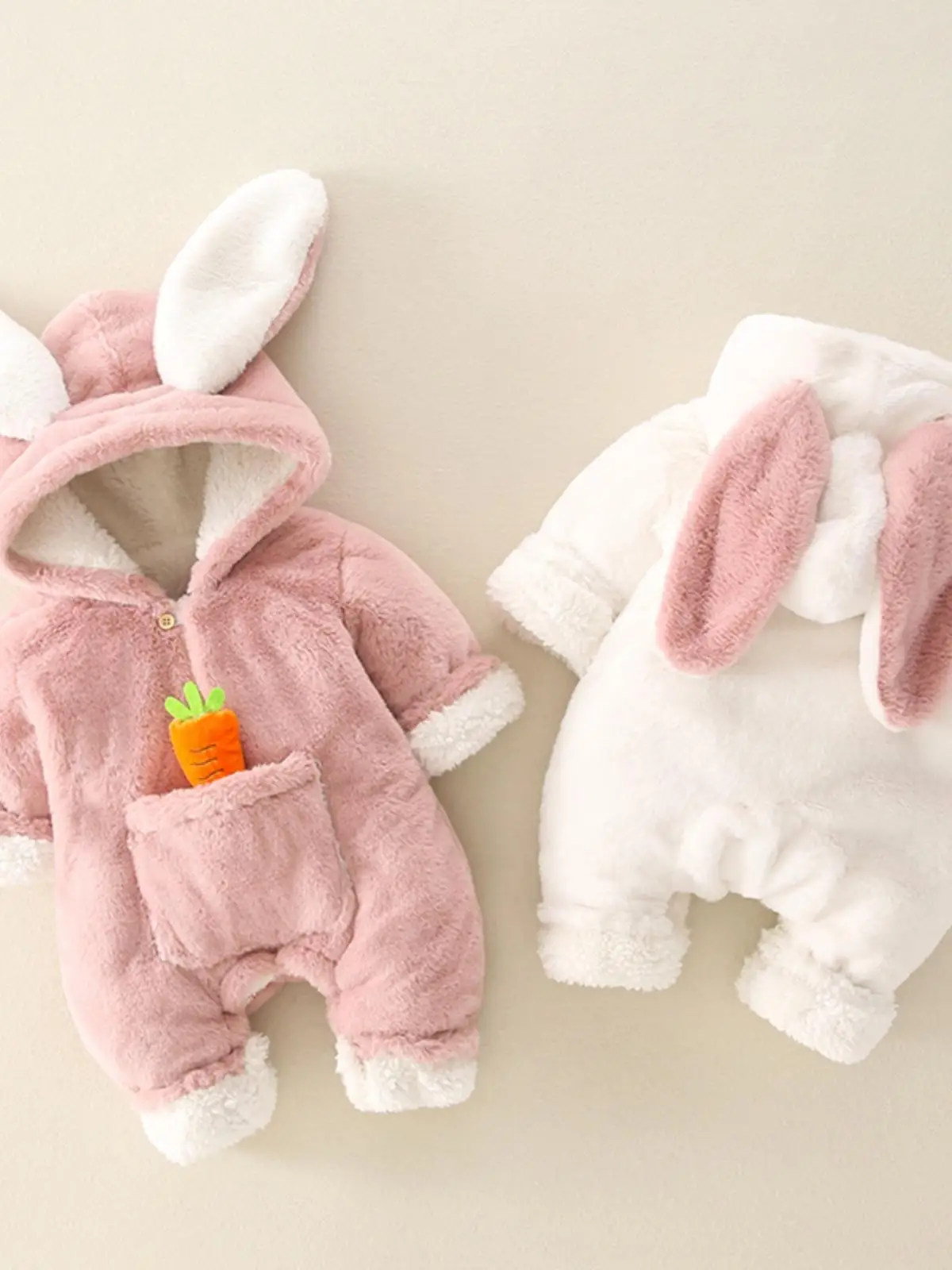 

Baby Lovely Bunny Warm Rompers 0-2Y Winter Fleece Long Sleeve Hooded Infant Jumpsuits Boys Girls 2024 Soft Cute Baby Clothes