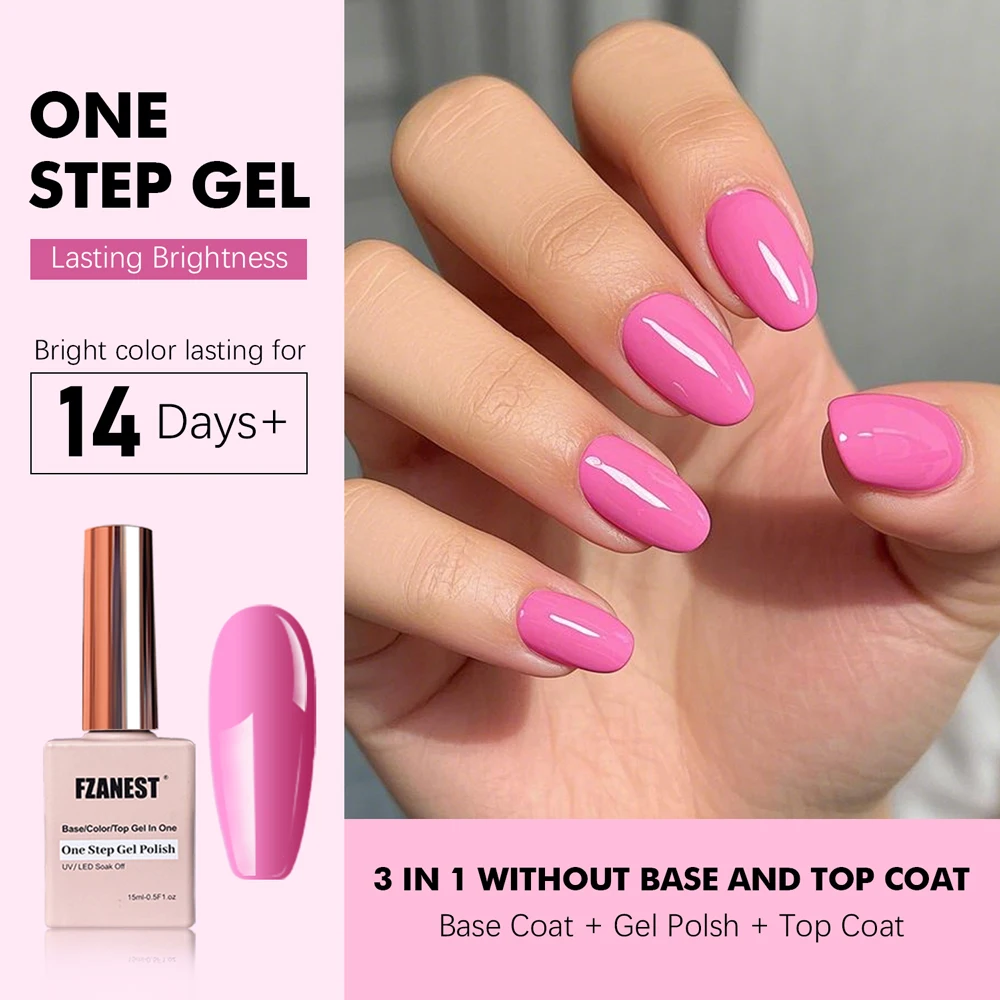 FZANEST Easy Application 1 Step Gel Polish Finger Paints High Gloss Chip Resistant One Step at Home Gel Polish