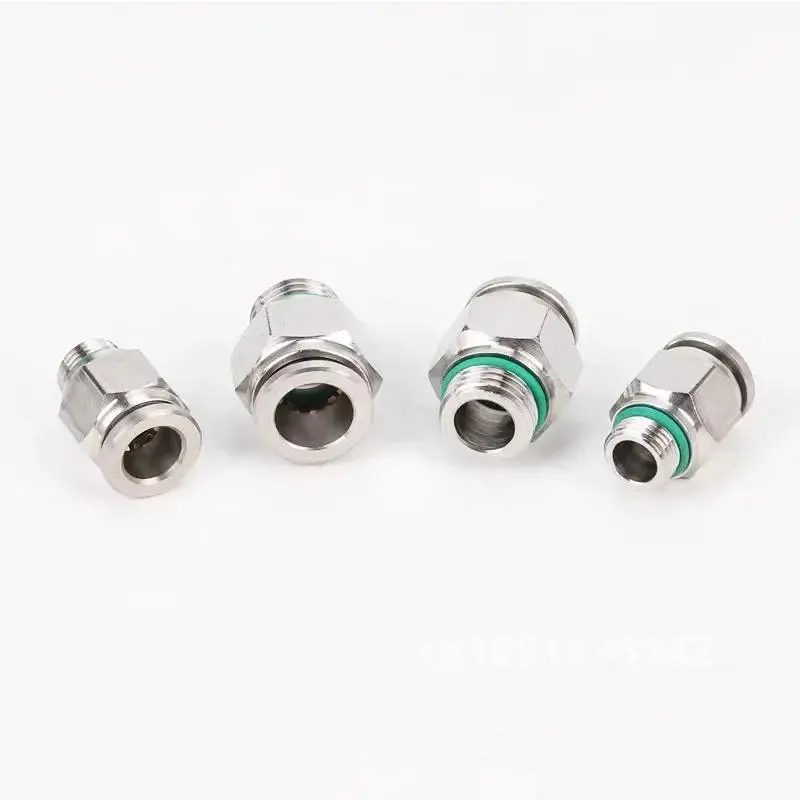 10/50/200Pcs 304 Stainless Steel Pneumatic Hose Fitting PC Air Tube Connector 1/8 1/4 3/8 1/2 BSP Quick Release Pipe Fittings