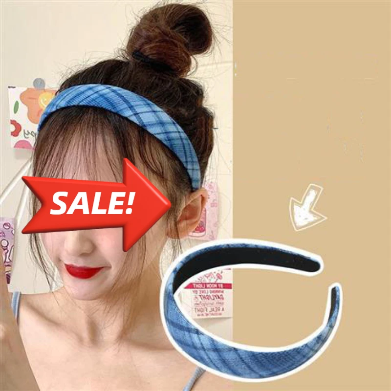 3pc European and American Retro JK College Style Plaid Headband Women Girls Hair Bands Elegant Hairband Hair Accessories