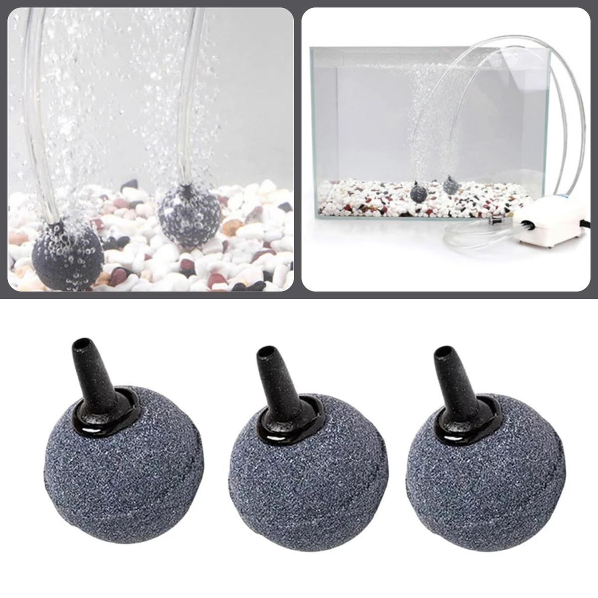 Diameter 20/25/30mm Ball Type Aquarium Air Pump Bubble Stone Fish Tank Pump Hydroponic Oxygen Plate Air Stones Blue/Grey 10Pcs