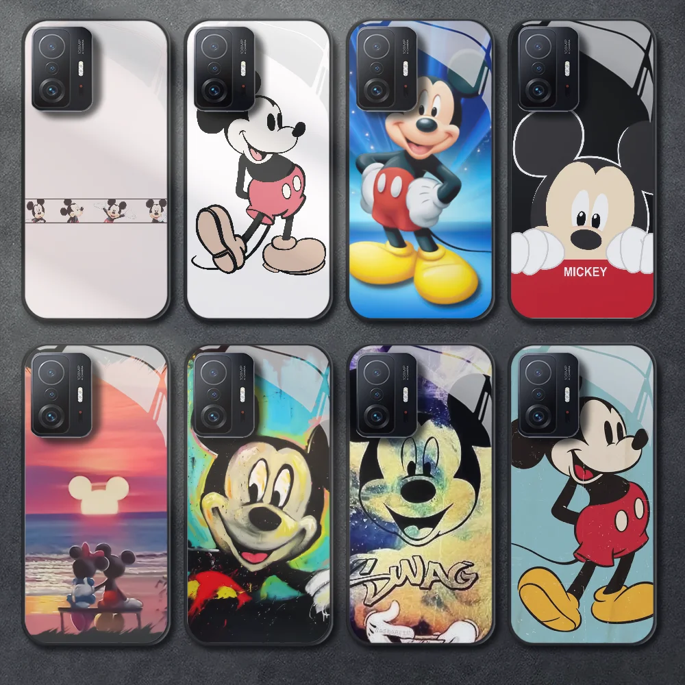 

Cartoon Mickey Mouse Boy Tempered Glass Phone Case For Xiaomi Mi X3 X4 F5 11 12 13 T S Pro Lite Ultra Cover Funda Bumper