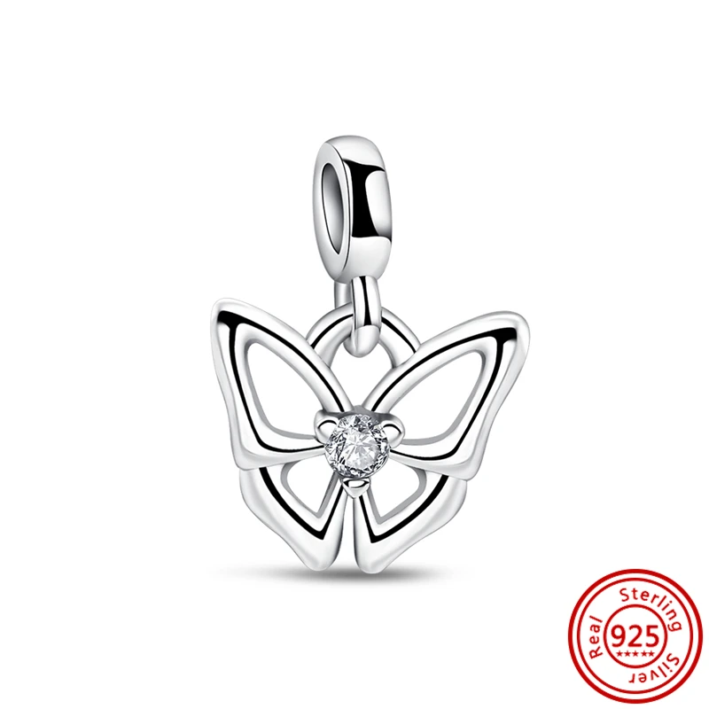 Authentic 925 Sterling Silver ME Series Rose Butterfly Mini Charm Beads Fit Original Pandora Me Exquisite Bracelet Jewelry Gifts