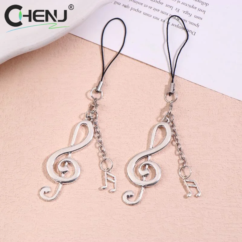 1/2 قطعة Y2K خمر الموسيقية ملاحظة الهاتف المحمول الحبل العصرية المعادن الموسيقية ملاحظة سلسلة هواتف كيرينغ حلية قلادة الهدايا