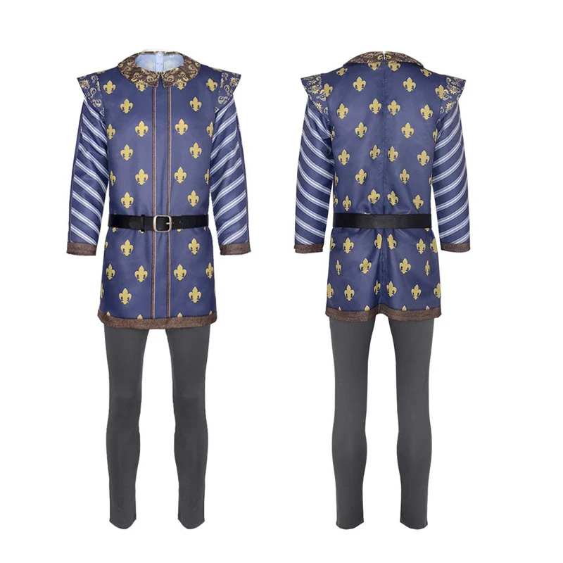 Prince Charming Cosplay Costume for Men Royal Tunic Jacket Pants and Belt Set Halloween Party
