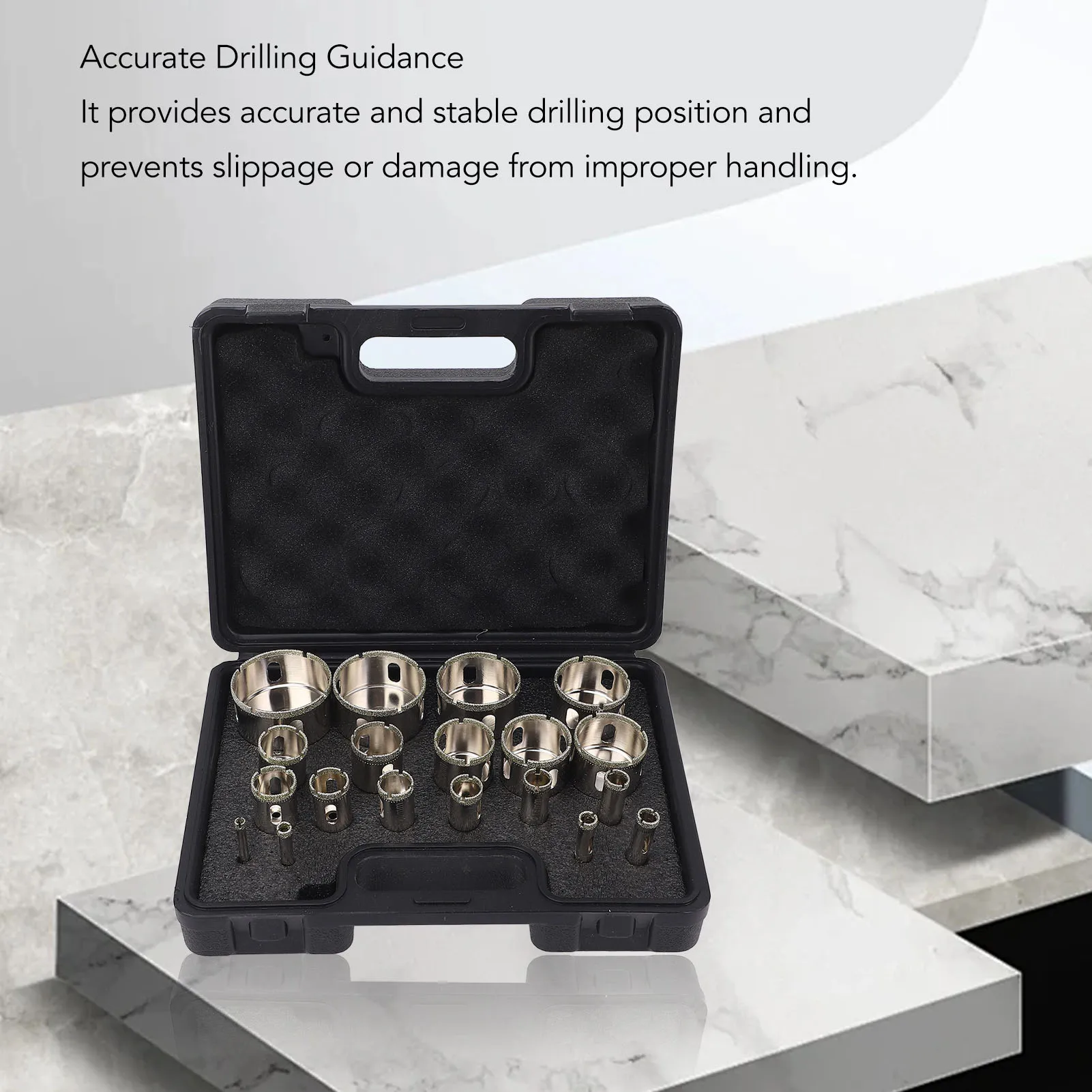 

Hole Saw Tile Drill Bits Kit Accurate Wet and Dry Cutting Drill Bit Set for Ceramic Glass Plaster Marble Tile Drill Bit Set