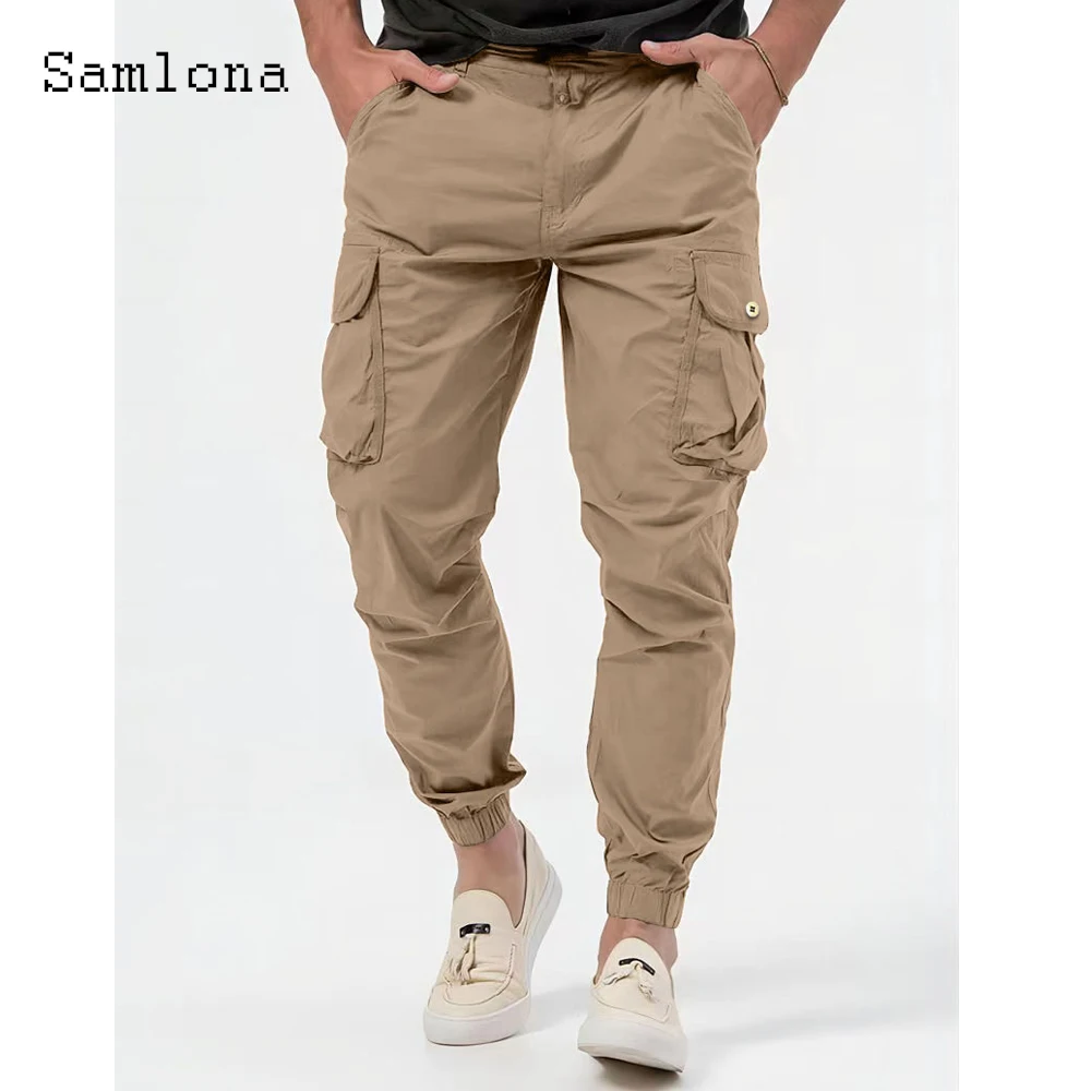 

Plus Size Mens Cargo Pants 2023 European Style Men Fashion Leisure Pants Homme Stand Pockets Trouser Outdoor Hotpant Khaki Black