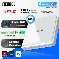 MECOOL-Dispositivo de TV inteligente KM2 Plus, decodificador con Android, Netflix, certificado 4K, Dolby Atmos/Dolby Vision 4 + 32G, WiFi6, 1000M, puerto LAN, reproductor multimedia