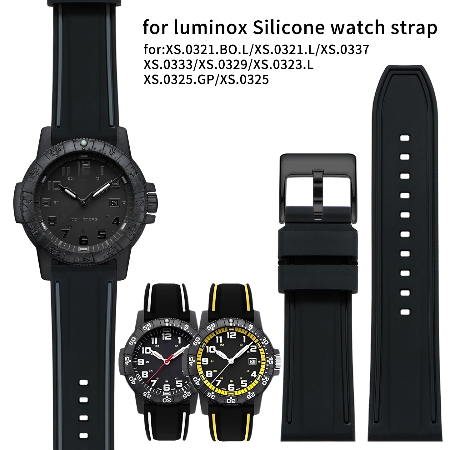 Силиконовый ремешок для дайвинга 22 мм для luminox XS.0321/XS.0333 для Breitling TAG Heuer, мужской спортивный браслет, браслеты для часов