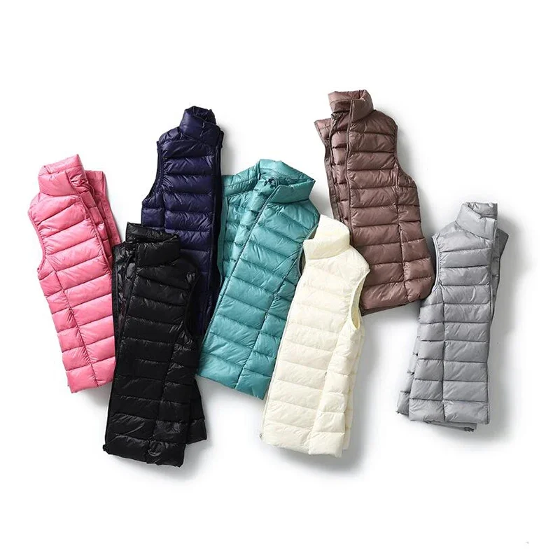 Autumn and Winter Down Vest Women\'s Short Ultra-light Duck Down Jacket Windproof Vest Warm Women\'s Sleeveless Jacket