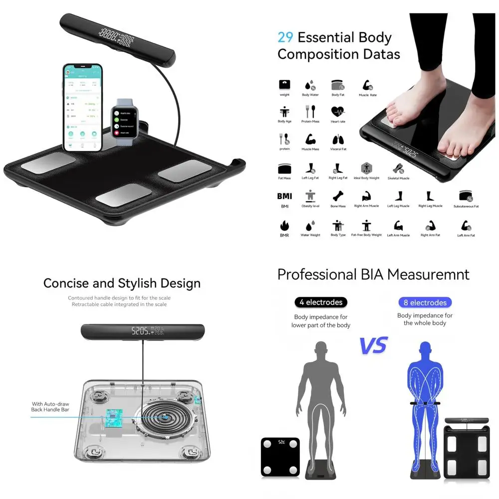 

Smart Body Composition Scale with 8-Electrode Technology and 28 Metrics for Comprehensive Health Tracking