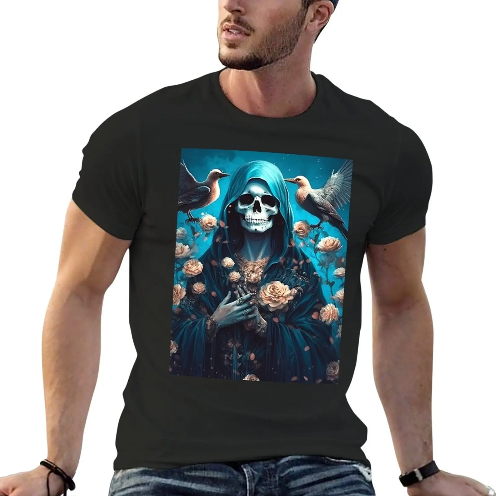 Nuestra Se?ora de la Santa Muerte Mother of Death T-Shirt Blouse funny t shirts plus size t shirts mens plain t shirts