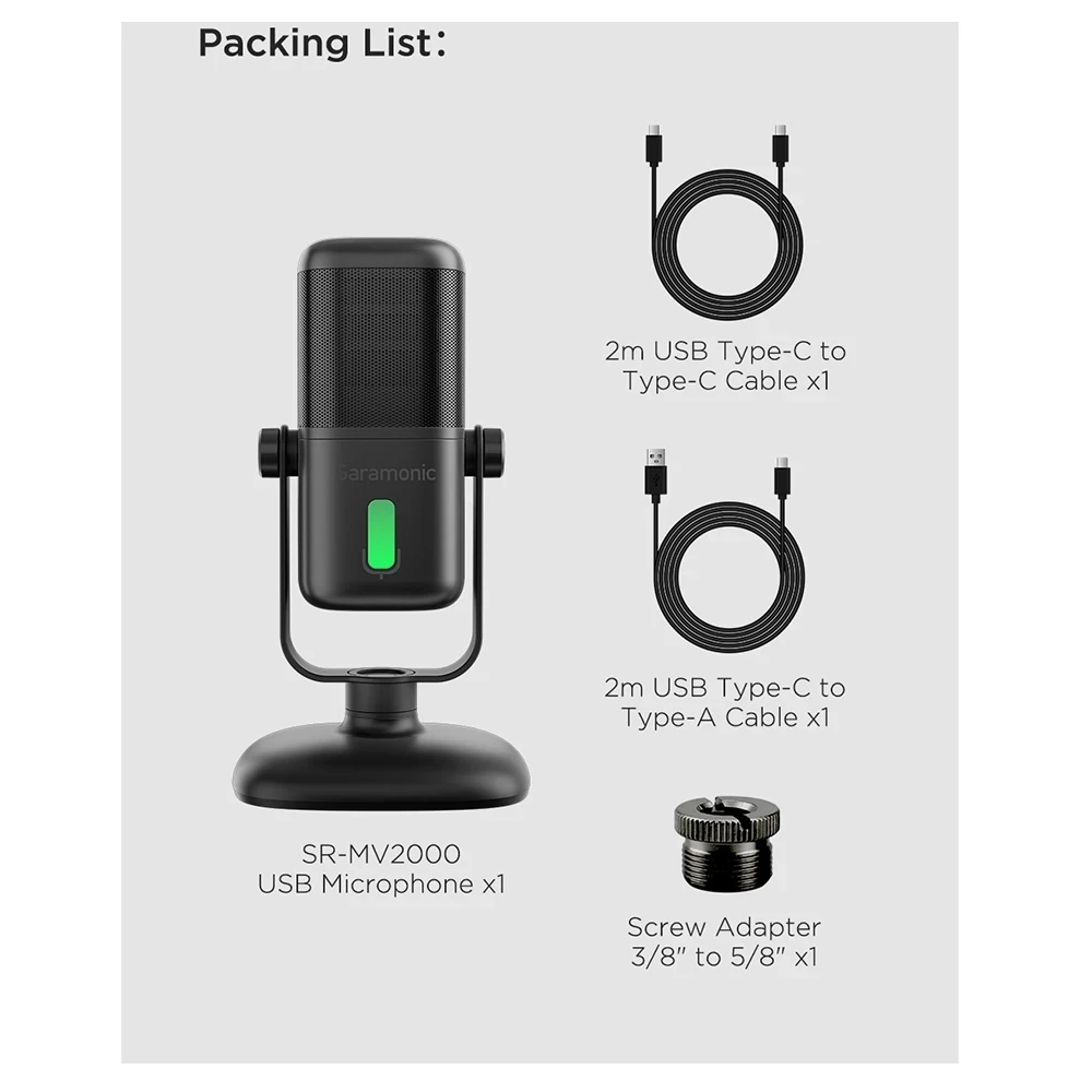 NEW Saramonic SR-MV2000 USB-C Mobile Phone Universal Desk Microphone Mic Recording Real Time Play Back Monitor Type-c view 4
