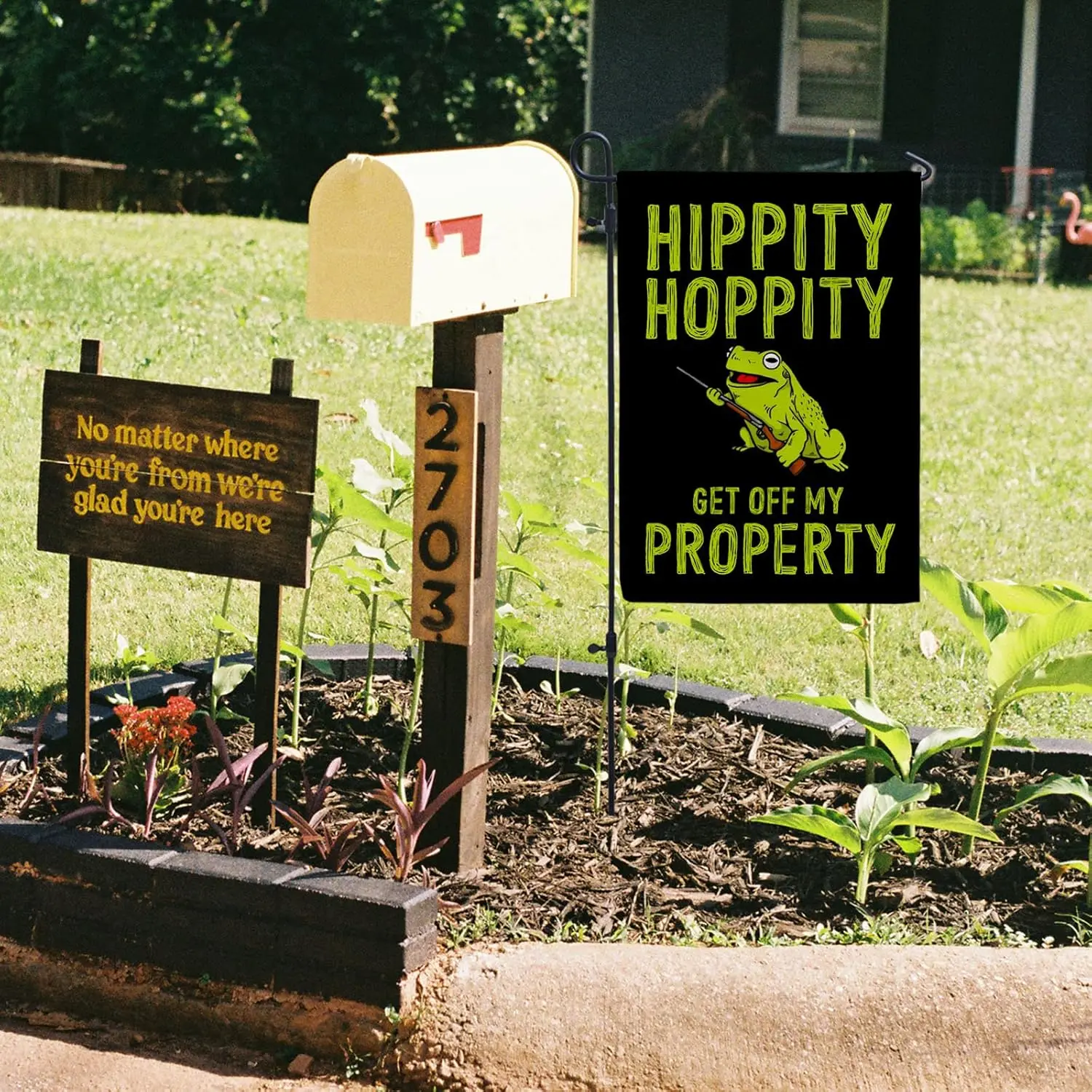 Hippity Hoppity Get off My Property Flags for Yard and Garden Christmas Funny Burlap, Garden Flag Thanksgiving Funny Fall Yard F