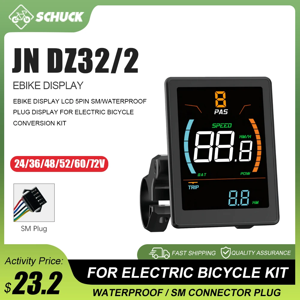 

Электровелосипед JianNuo DZ32/2 с цветным интеллектуальным дисплеем, 24В-72В, 5-контактный разъем SM для контроллера с протоколом UART2, аксессуары