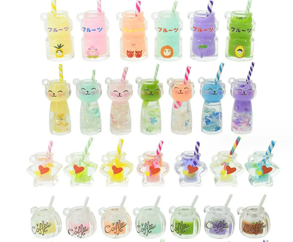 

100pcs Kawaii Mini Luminous Drink Bottle Coffee Cup DIY Resin Craft Decoration Earring Pendant Charm Crafts