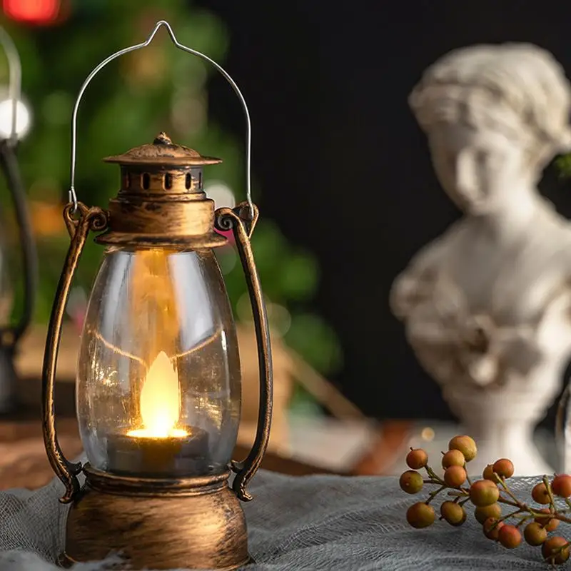 Outdoor Battery Operated Lanterns Flickering Flame or Wired LED Vintage Lantern Lamp Christmas Halloween Party Table Decorations