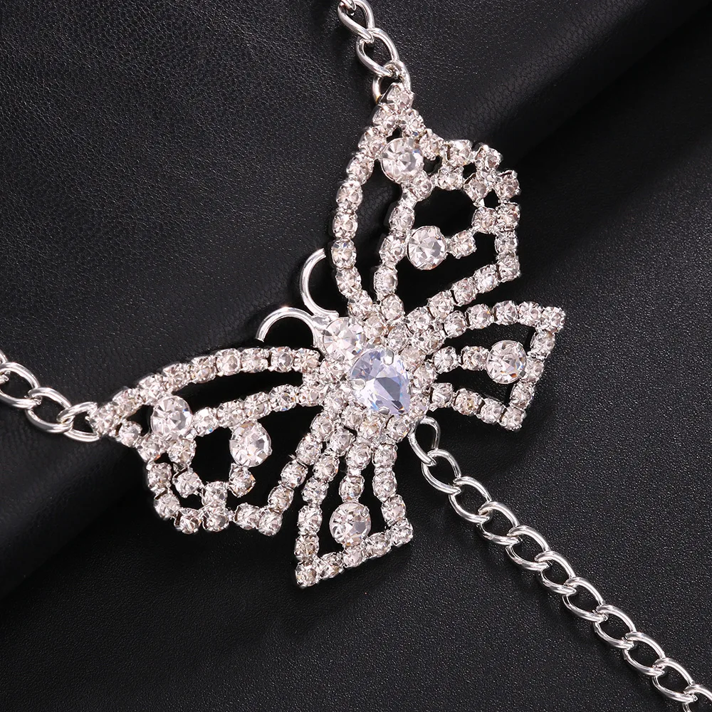 Crystal Butterfly Pendant Waist Body Chain Bikini Panties Belly   Thong G String  Jewelry Women