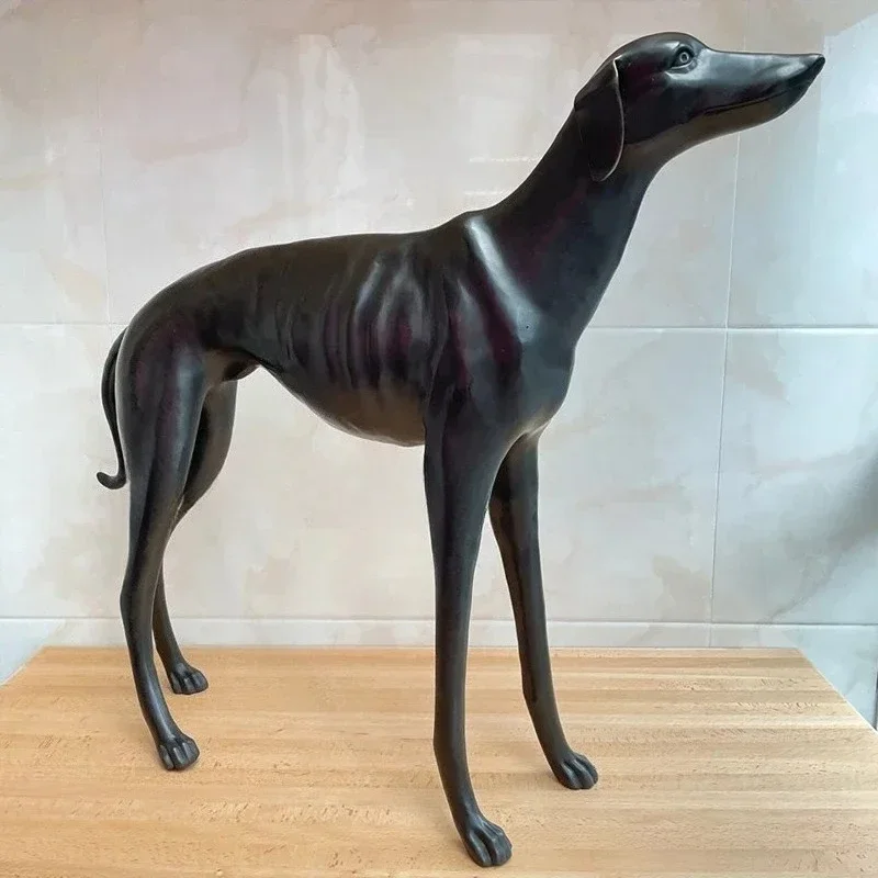 80cm Bronze Dog Statue Large Bronze Greyhound Dog Sculpture Bronze Casting Art Animal Statues For Home Garden Decoration Gifts