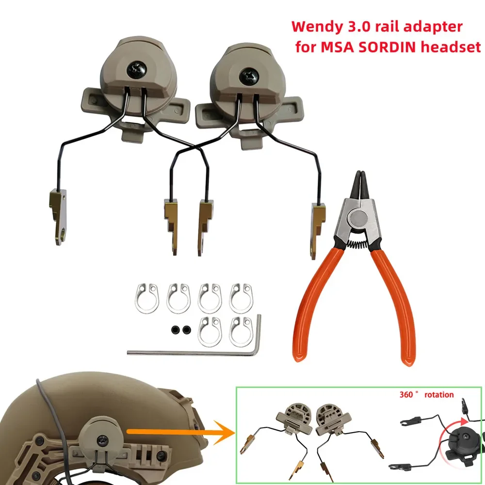 Tactical Headset Bracket Wendy Rail Adapter for Team Wendy Helmet Rail 2.0 3.0 for Tactical Headset MSA SORDIN Shooting Earcups