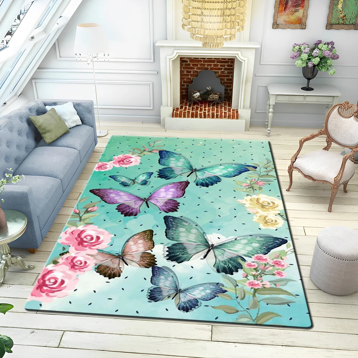 American pattern floral Non-slip hd print carpet  Large Mat Rugs for Living Room Comfortable Soft Floor Mat Rugs for Bedroom