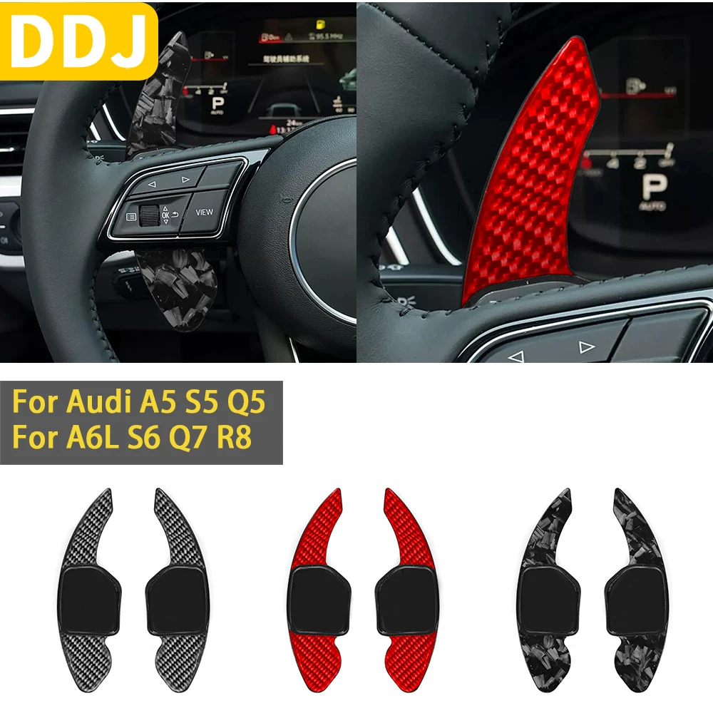 

For Audi A5 S5 Q5 A6L S6 R8 2012 2013 2014 2015 2016 2017 2018 Accessories Carbon Fiber Car Interior Steering Wheel Shift Paddle