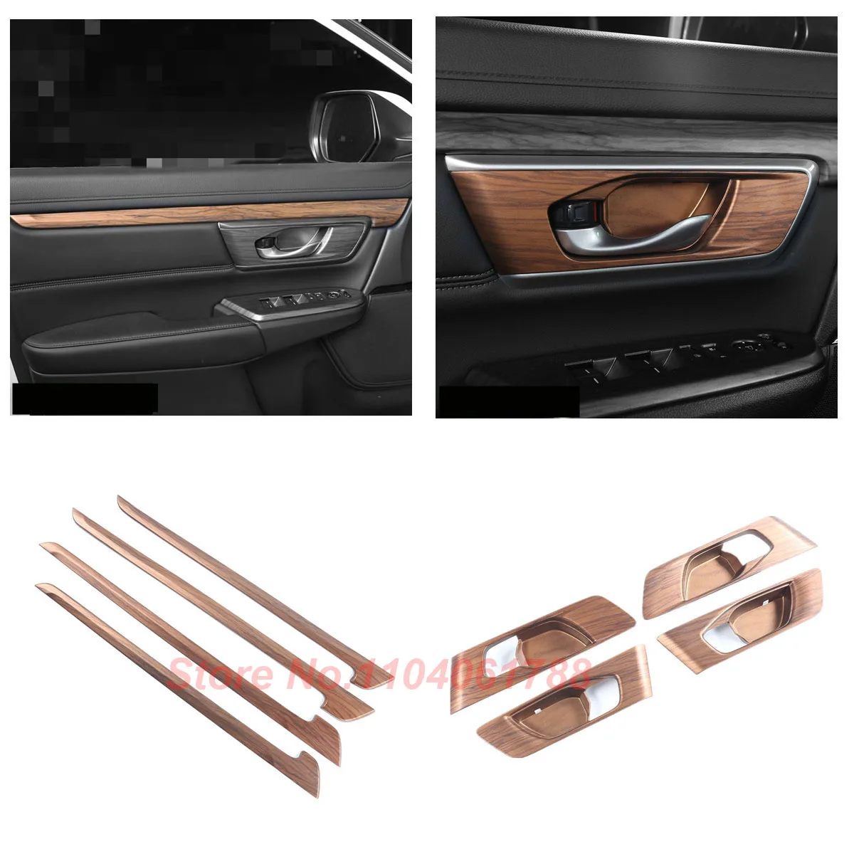 

Fit for Honda CRV CR-V 2017 2018 2019 2020 2021 2022 Golden Wood Car Inner Door Panel Cover Trim Decorative Interior Sticker