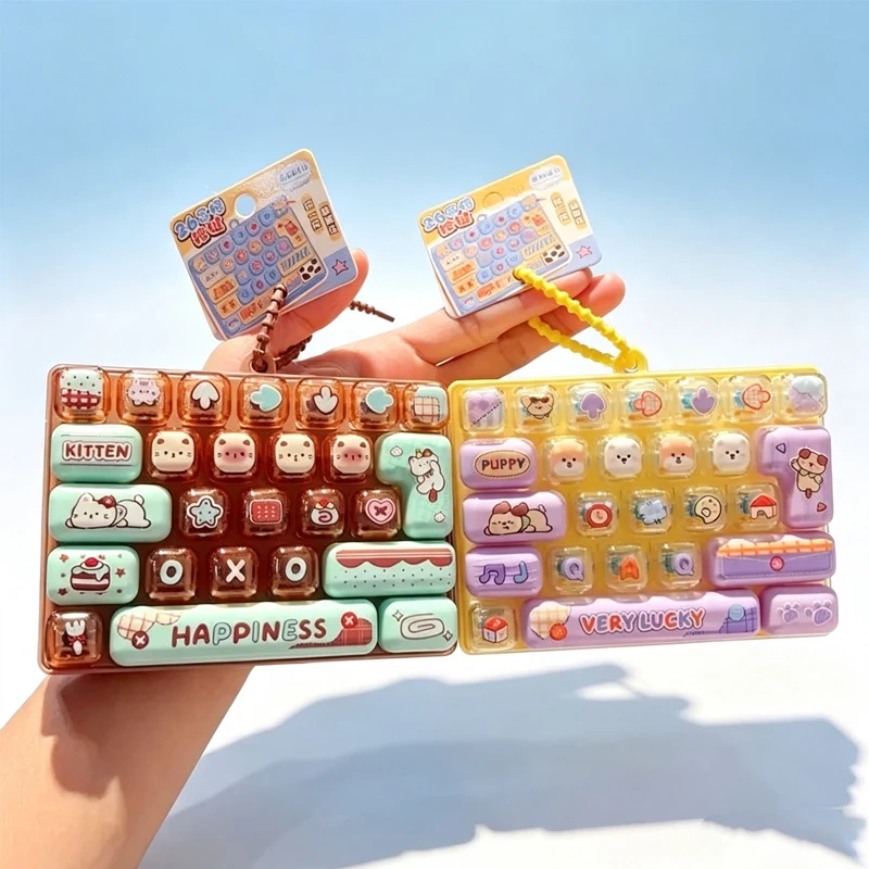 26Grid/; Keycap Clicker Anti Stress Fidget Keyboard Keychain Decompression Button Cartoon Hand Relax Party Favor Gift 26구 키캡 키링