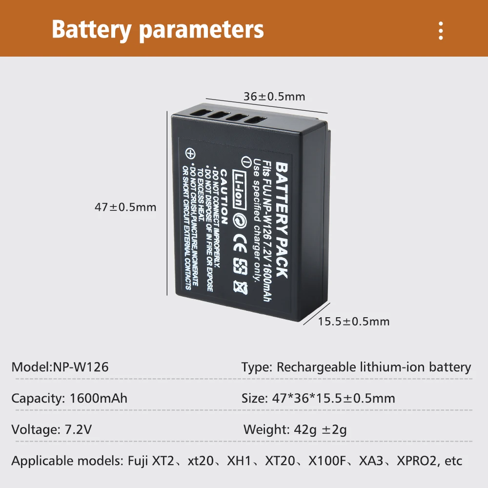 1600mAh NP-W126 NP W126 NP-W126S W126S Battery + LED Dual Charger for Fuji X-Pro1 XPro1 X-T1 XT1,HS30EXR HS33EXR X PRO1