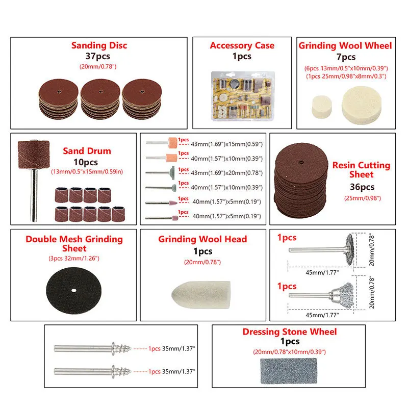 105pcs Electric Grinding Set Cutting Polishing Saw Blade Sandpaper Grinding Wheel Brush Sanding Head Power Tool Accessories Kit