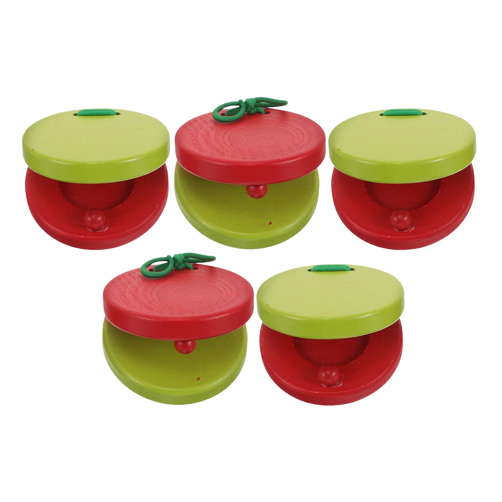 Castañuelas redondas de madera para niños, instrumentos musicales, castañuelas de dedo para niños, aprendizaje musical, actividades de ritmo, aula, 5 uds.