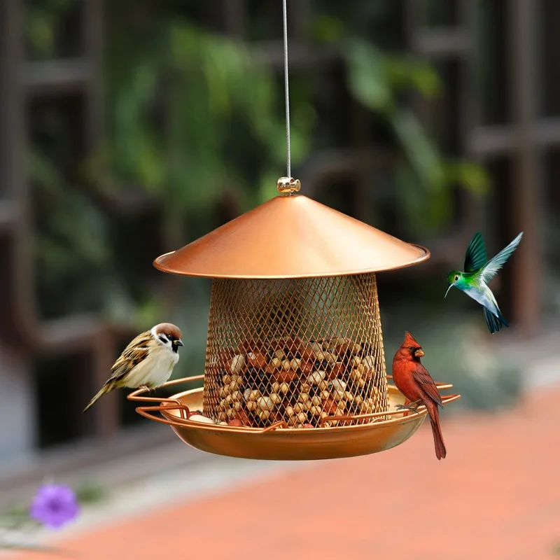 

Durable Round Metal Bird Feeder Small Outdoor Wild Bird Feeder Hanging Lantern-shaped Bird Feeder for Home Gardens and Yards