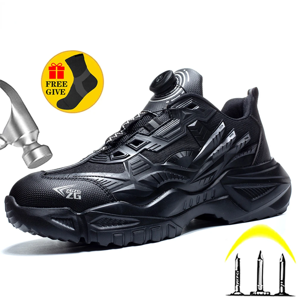 

High-quality Safety Shoes Men Steel Wire Rotary Buckle Work Sneakers Indestructible Shoes Anti-smash Anti-puncture Work Shoes