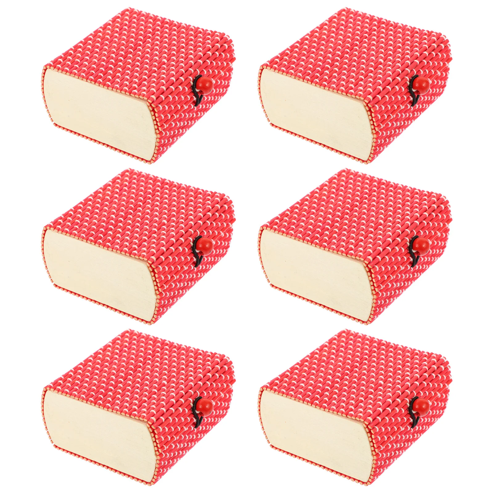 

6 Pcs Curtain Soap Box Mini Chest Storage for Earrings Vintage Style Decoration Gift Home Use Bamboo Treasure