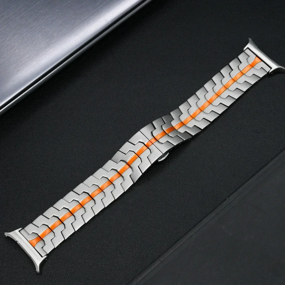 Stainless Steel Titanium Orange Band for Samsung Galaxy Watch Ultra 47mm Business Correa Strap No Gaps Bracelet for galaxy ultra image 4