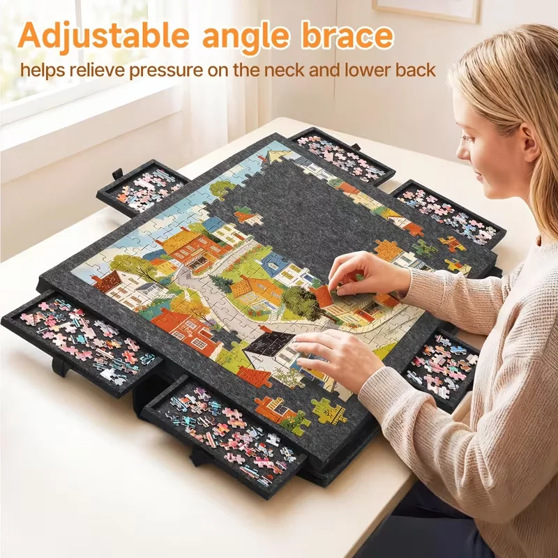 

6-in-1 Jigsaw Puzzle Table with 6 Storage Drawers, Foldable Portable Felt Board for Adults Organizer, That Can Hold 1500pcs